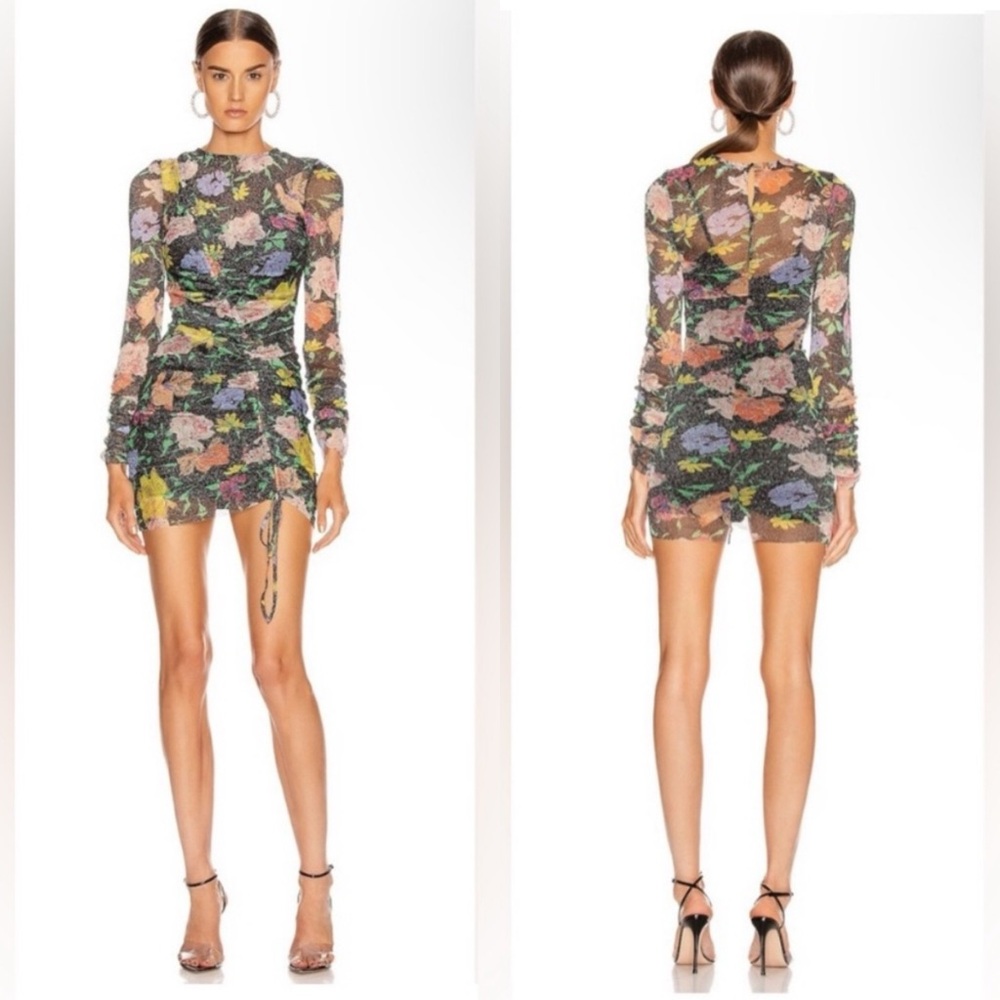 NWT Alice McCall Cosmic mini dress bodycon asymmetrical flowers mesh rushed